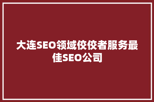大连SEO领域佼佼者服务最佳SEO公司