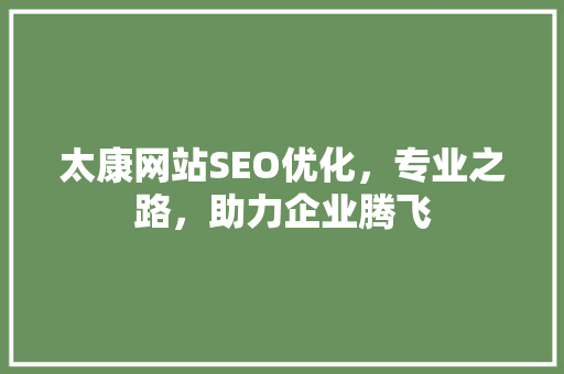 太康网站SEO优化，专业之路，助力企业腾飞