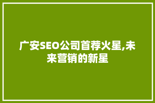 广安SEO公司首荐火星,未来营销的新星