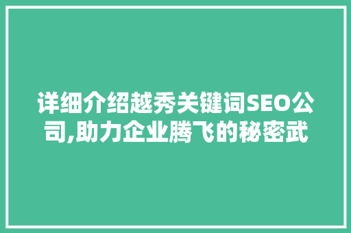 详细介绍越秀关键词SEO公司,助力企业腾飞的秘密武器