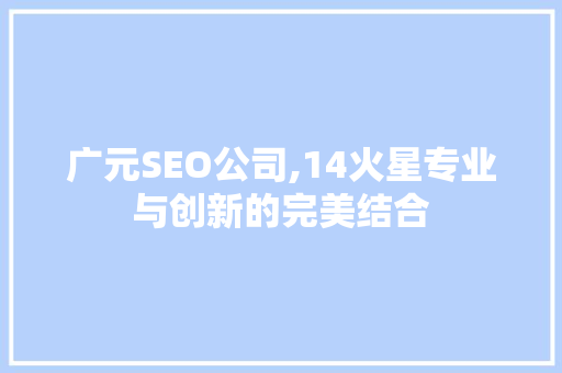 广元SEO公司,14火星专业与创新的完美结合
