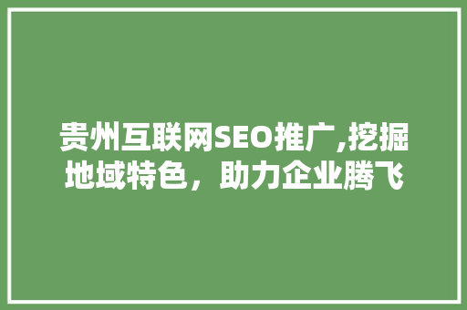 贵州互联网SEO推广,挖掘地域特色，助力企业腾飞