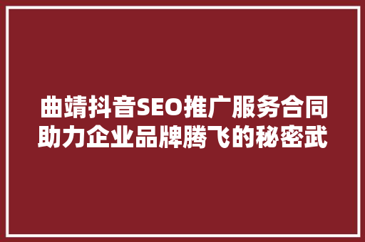 曲靖抖音SEO推广服务合同助力企业品牌腾飞的秘密武器