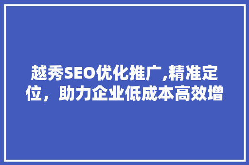 越秀SEO优化推广,精准定位，助力企业低成本高效增长