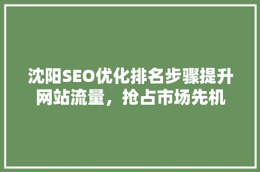 沈阳SEO优化排名步骤提升网站流量，抢占市场先机