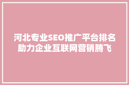 河北专业SEO推广平台排名助力企业互联网营销腾飞
