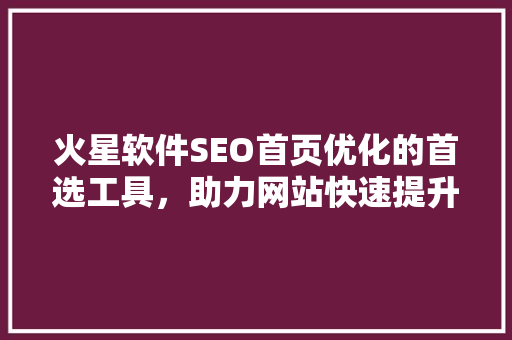 火星软件SEO首页优化的首选工具，助力网站快速提升排名