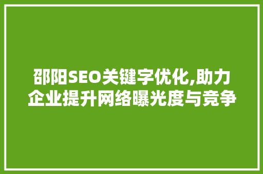 邵阳SEO关键字优化,助力企业提升网络曝光度与竞争力