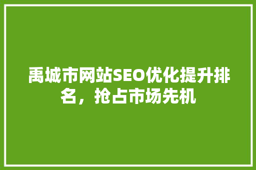 禹城市网站SEO优化提升排名，抢占市场先机