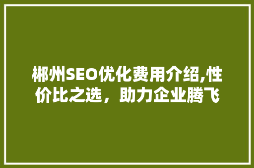 郴州SEO优化费用介绍,性价比之选，助力企业腾飞  第1张