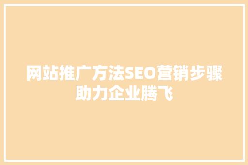 网站推广方法SEO营销步骤助力企业腾飞