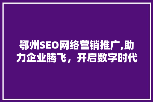 鄂州SEO网络营销推广,助力企业腾飞，开启数字时代新篇章