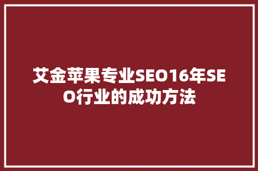 艾金苹果专业SEO16年SEO行业的成功方法