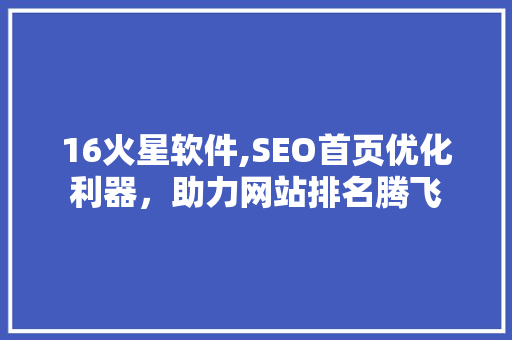 16火星软件,SEO首页优化利器，助力网站排名腾飞