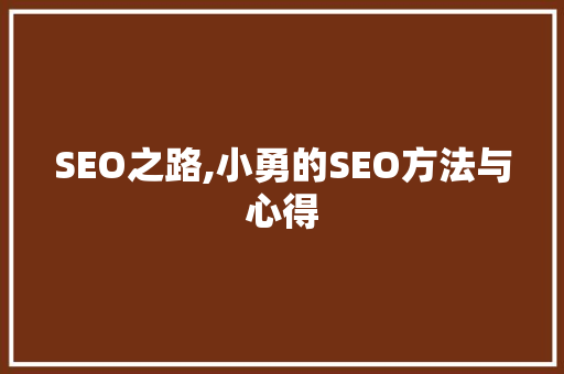 SEO之路,小勇的SEO方法与心得