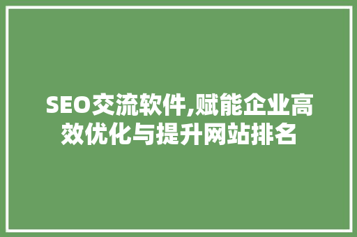 SEO交流软件,赋能企业高效优化与提升网站排名  第1张
