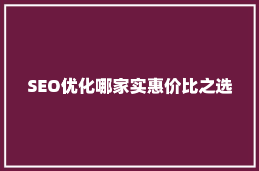 SEO优化哪家实惠价比之选