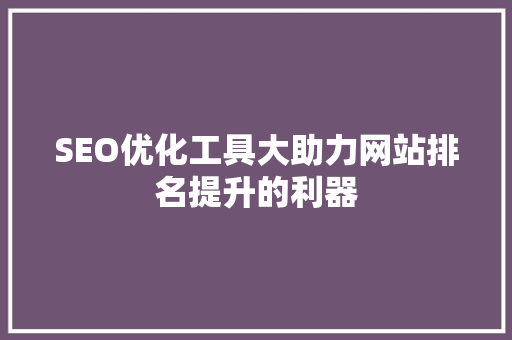 SEO优化工具大助力网站排名提升的利器