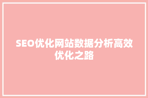 SEO优化网站数据分析高效优化之路  第1张