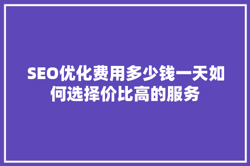 SEO优化费用多少钱一天如何选择价比高的服务