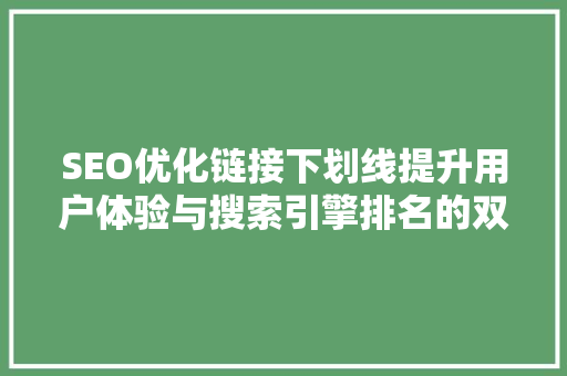 SEO优化链接下划线提升用户体验与搜索引擎排名的双重利器