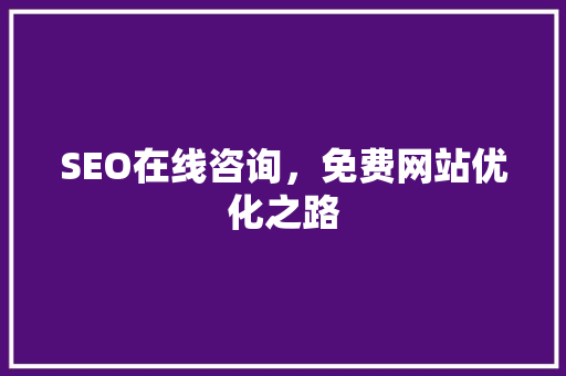 SEO在线咨询，免费网站优化之路
