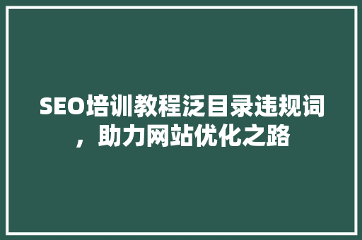 SEO培训教程泛目录违规词，助力网站优化之路