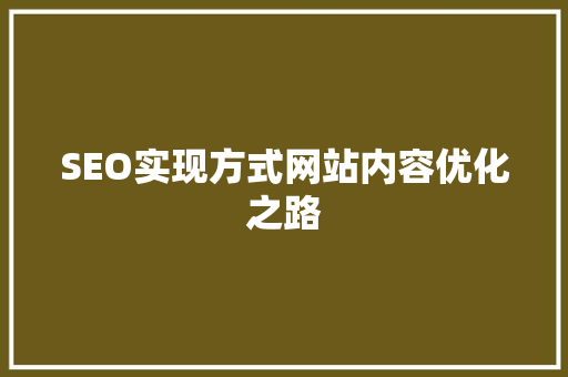 SEO实现方式网站内容优化之路