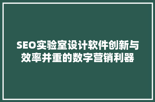 SEO实验室设计软件创新与效率并重的数字营销利器