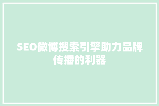 SEO微博搜索引擎助力品牌传播的利器