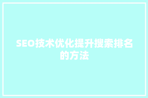 SEO技术优化提升搜索排名的方法