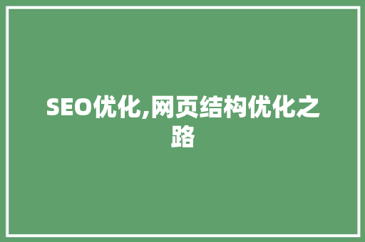 SEO优化,网页结构优化之路