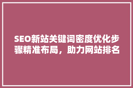 SEO新站关键词密度优化步骤精准布局，助力网站排名提升