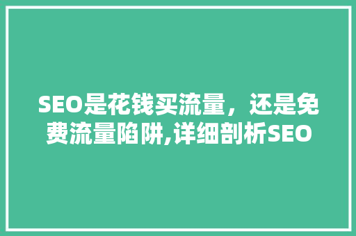 SEO是花钱买流量，还是免费流量陷阱,详细剖析SEO价值