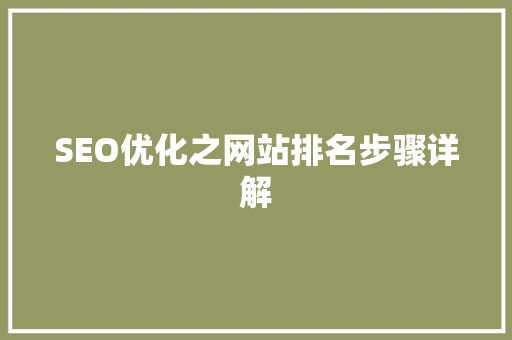 SEO优化之网站排名步骤详解