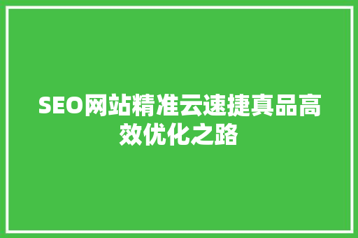SEO网站精准云速捷真品高效优化之路