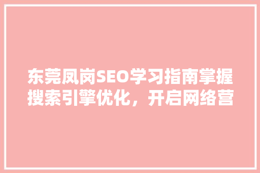 东莞凤岗SEO学习指南掌握搜索引擎优化，开启网络营销新篇章