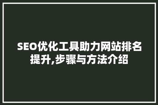 SEO优化工具助力网站排名提升,步骤与方法介绍