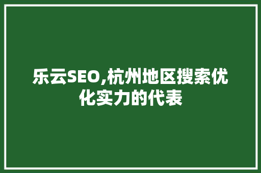 乐云SEO,杭州地区搜索优化实力的代表