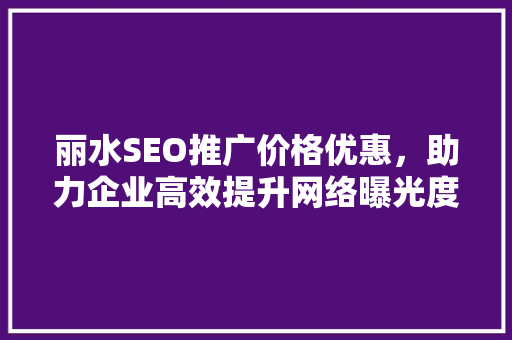 丽水SEO推广价格优惠，助力企业高效提升网络曝光度