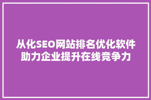 从化SEO网站排名优化软件助力企业提升在线竞争力