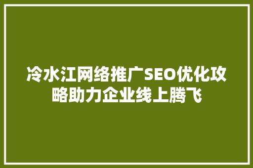 冷水江网络推广SEO优化攻略助力企业线上腾飞