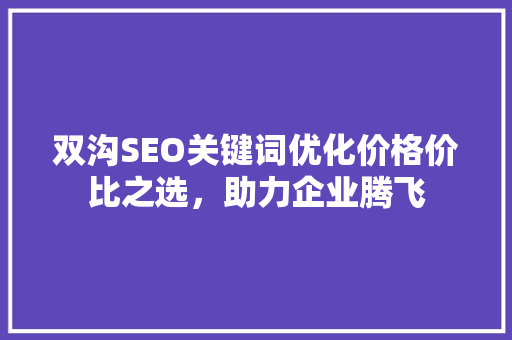 双沟SEO关键词优化价格价比之选，助力企业腾飞