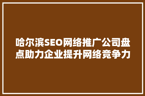 哈尔滨SEO网络推广公司盘点助力企业提升网络竞争力