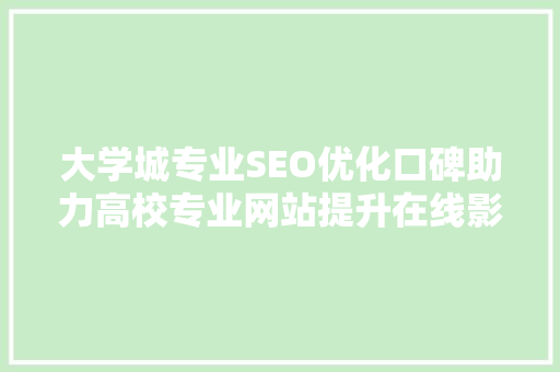 大学城专业SEO优化口碑助力高校专业网站提升在线影响力
