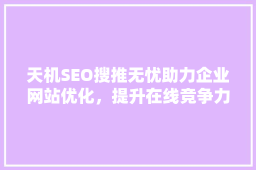 天机SEO搜推无忧助力企业网站优化，提升在线竞争力
