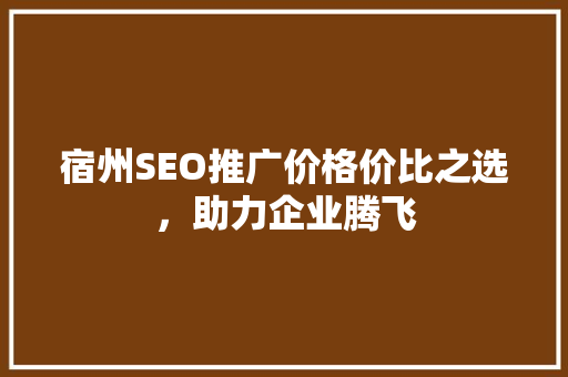 宿州SEO推广价格价比之选，助力企业腾飞