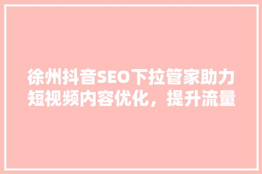 徐州抖音SEO下拉管家助力短视频内容优化，提升流量曝光