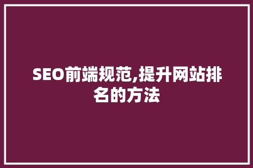 SEO前端规范,提升网站排名的方法