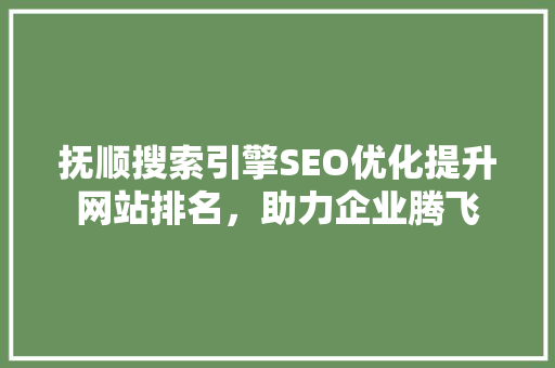 抚顺搜索引擎SEO优化提升网站排名，助力企业腾飞